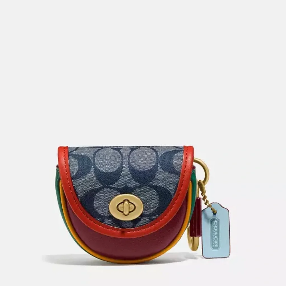 Coach Saddle Bag Charm in Signature Chambray - Picture 1 of 3